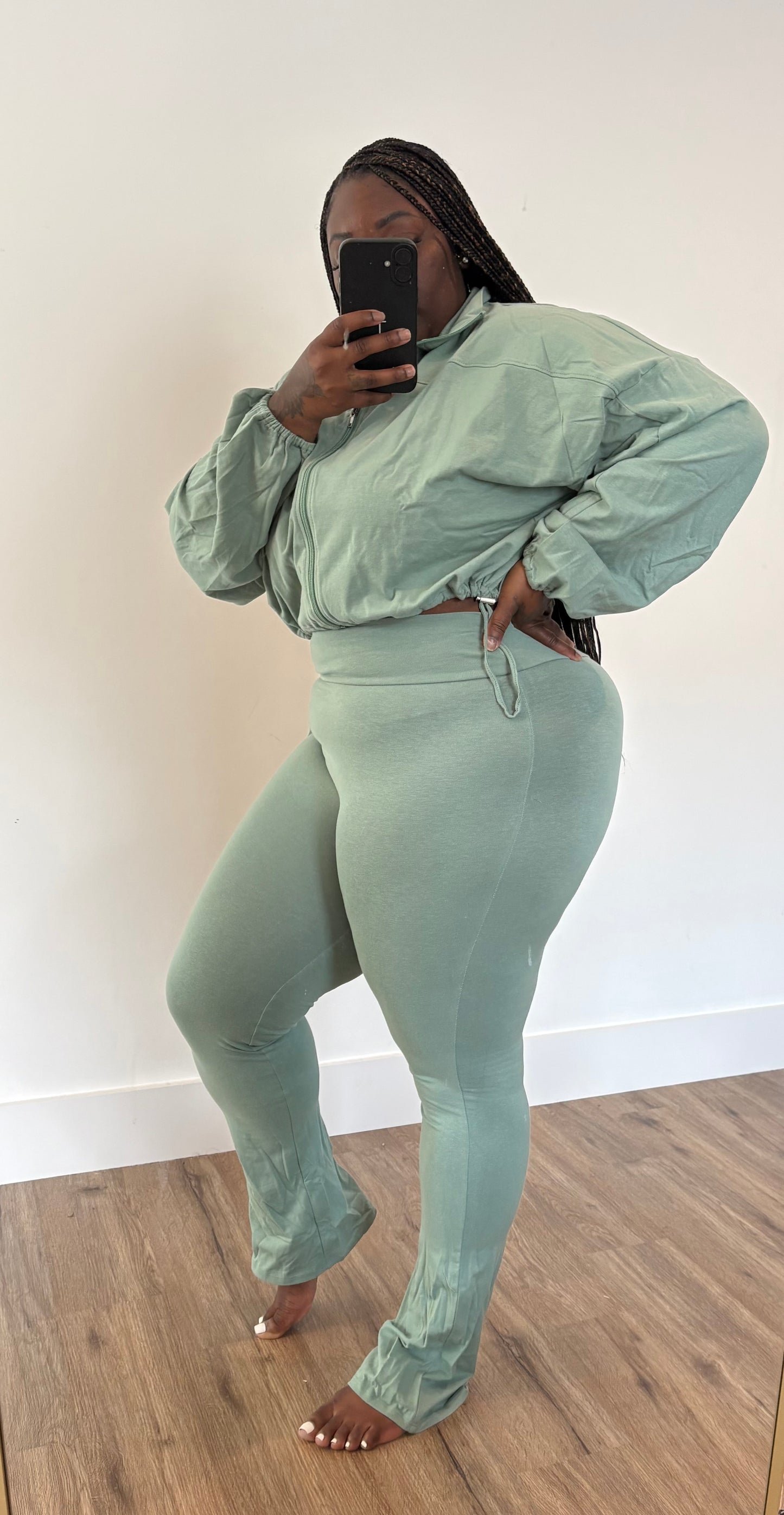 Cotton Flared Set (Sage)