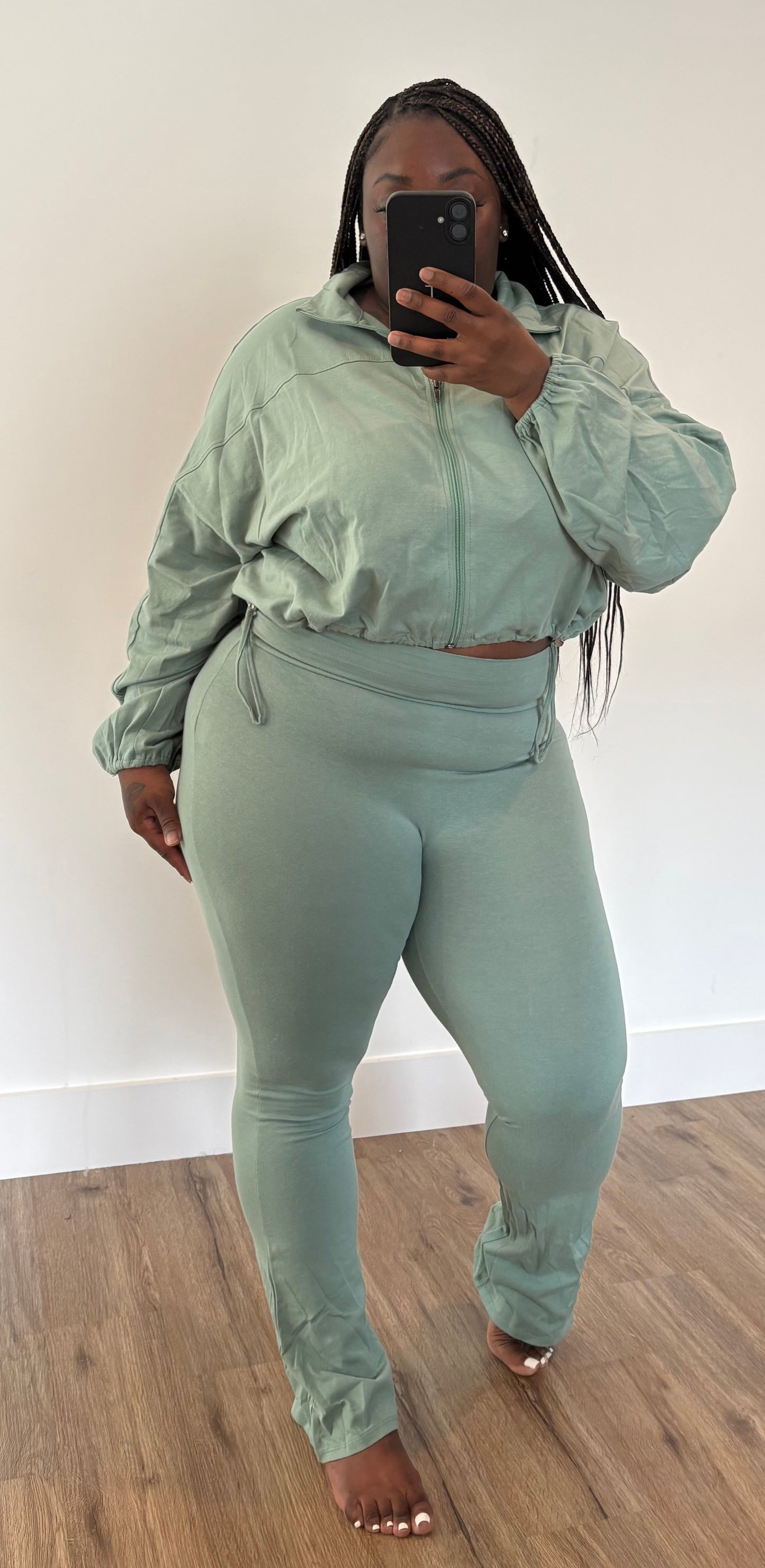 Cotton Flared Set (Sage)